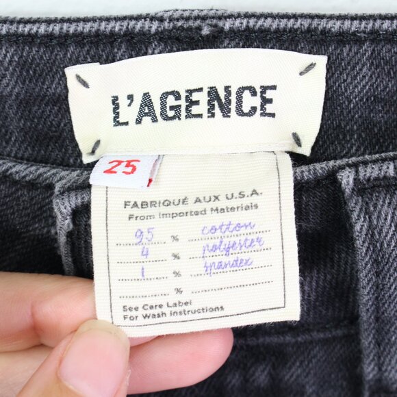 L'agence Highline High Waist Fray Hem Skinny Jeans in Nighttime Destruct Size 25 - Picture 3 of 5